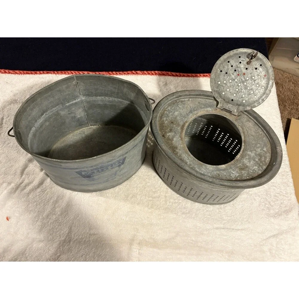 Vintage Falls City Air Breather 810-G Galvanized Minnow Bait Bucket Complete